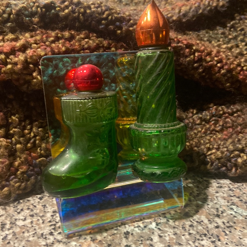 Vintage AVON Christmas Boot/Candle Perfume Bottles (2) 1 oz./each